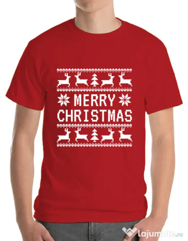 Tricou ADLER barbat Merry Christmas Ugly Sweater Rosu