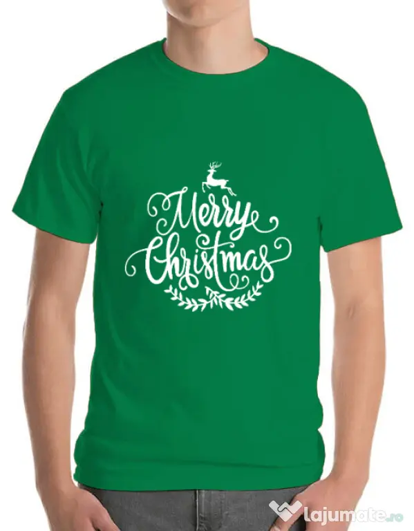 Tricou ADLER barbat Merry Christmas Verde mediu