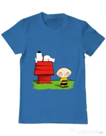Tricou ADLER barbat Stewie and Snoopy Albastru azuriu
