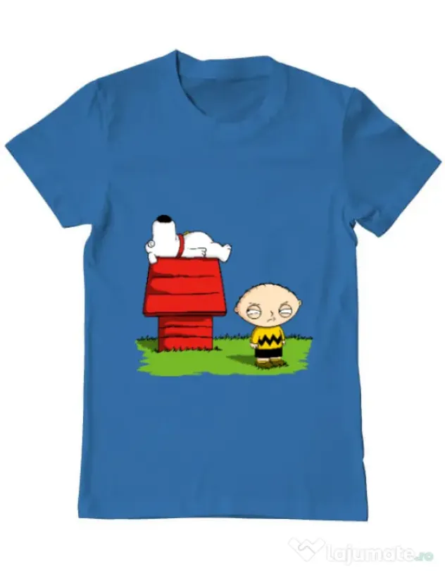 Tricou ADLER barbat Stewie and Snoopy Albastru azuriu