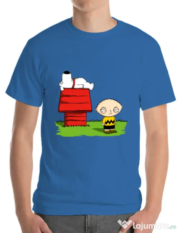 Tricou ADLER barbat Stewie and Snoopy Albastru azuriu