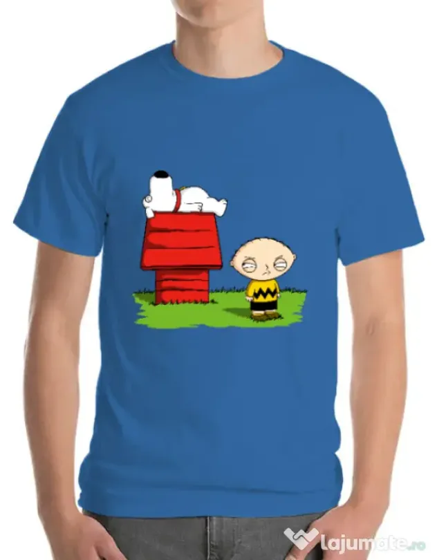 Tricou ADLER barbat Stewie and Snoopy Albastru azuriu