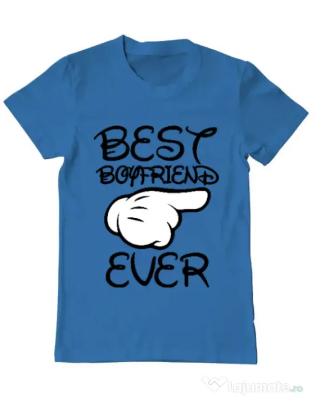 Tricou ADLER barbat Best boyfriend ever Albastru azuriu