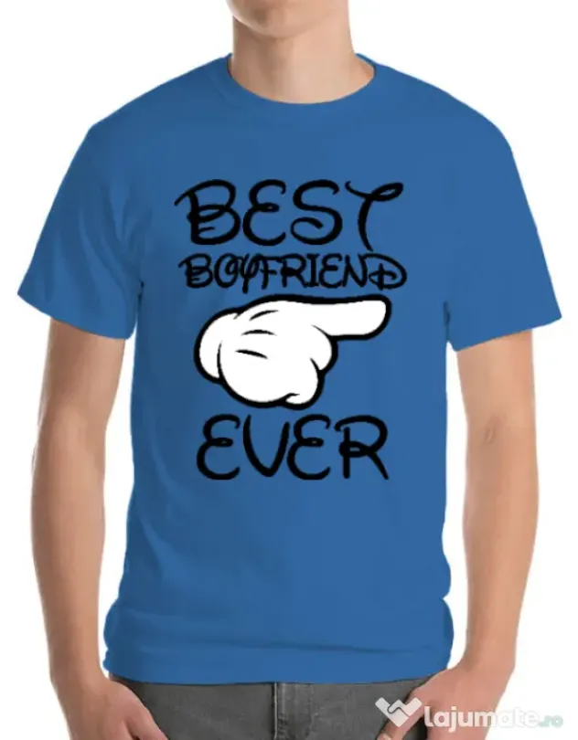 Tricou ADLER barbat Best boyfriend ever Albastru azuriu