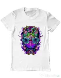 Tricou ADLER barbat Flower helmet Alb