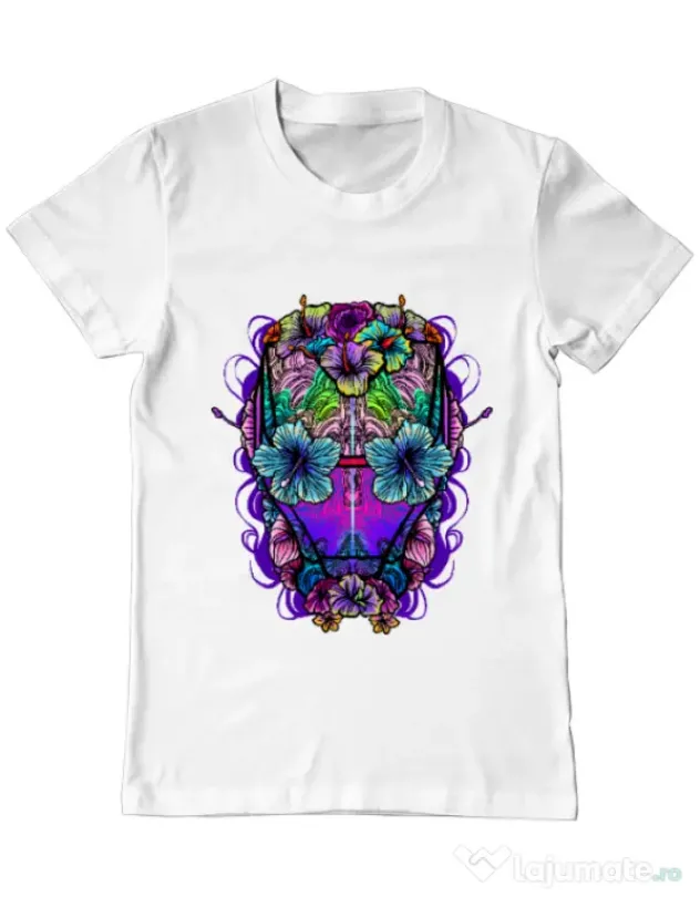 Tricou ADLER barbat Flower helmet Alb