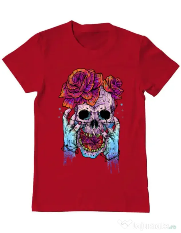 Tricou ADLER barbat Hand skull Rosu