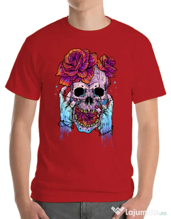 Tricou ADLER barbat Hand skull Rosu