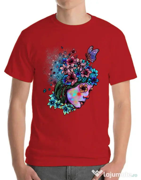 Tricou ADLER barbat Lady and flowers Rosu