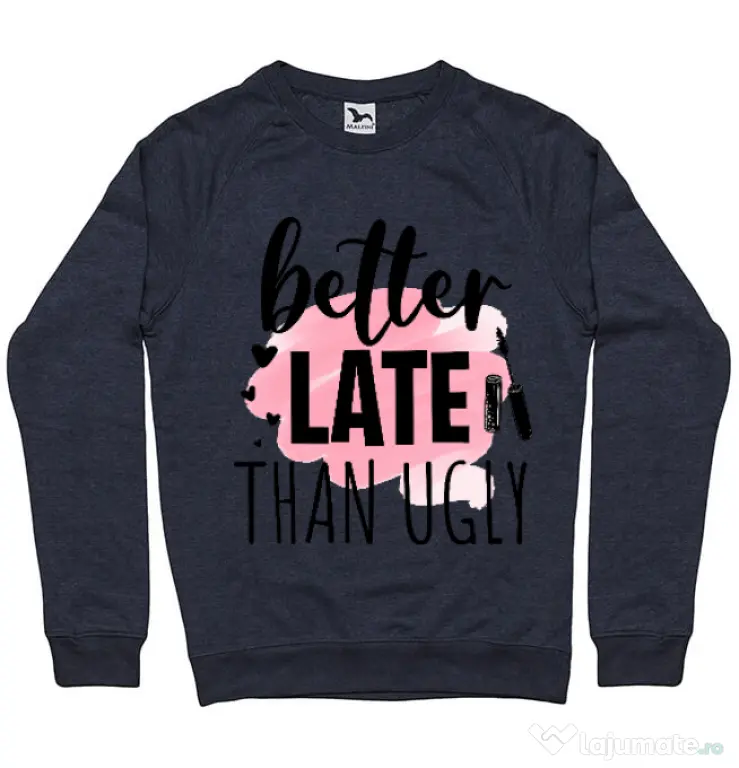 Bluza ADLER barbat Better late than ugly Denim inchis