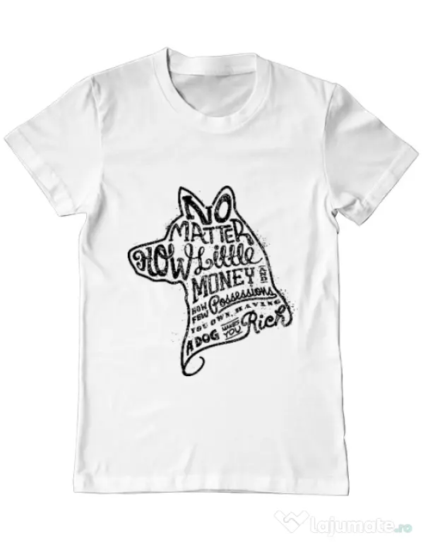 Tricou ADLER barbat A Dog Makes You Rich Alb