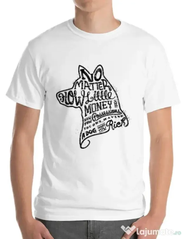 Tricou ADLER barbat A Dog Makes You Rich Alb