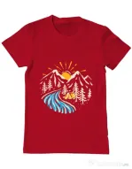 Tricou ADLER barbat Camp river Rosu