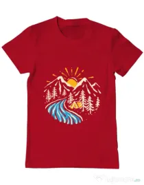 Tricou ADLER barbat Camp river Rosu