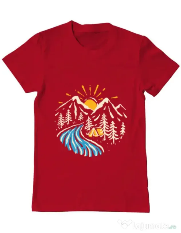 Tricou ADLER barbat Camp river Rosu