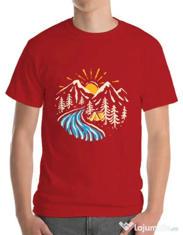 Tricou ADLER barbat Camp river Rosu
