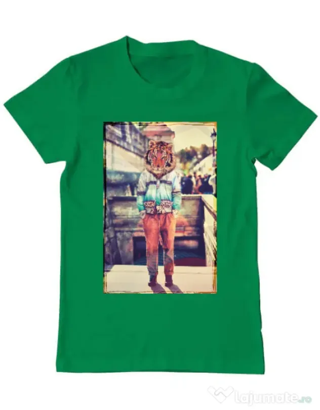 Tricou ADLER barbat Tiger head Verde mediu