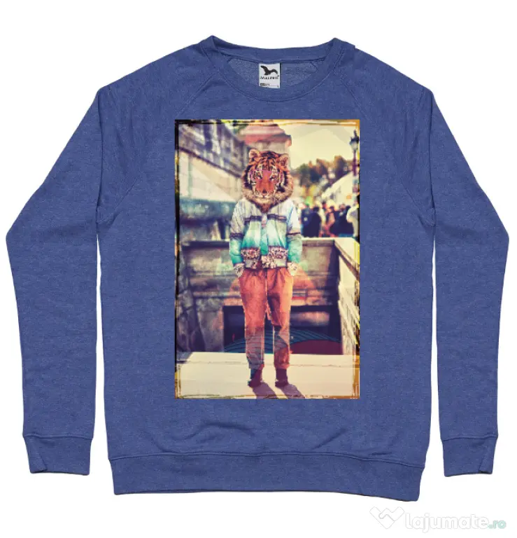 Bluza ADLER barbat Tiger head Albastru melanj