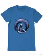 Tricou ADLER barbat Surfing in space Albastru azuriu