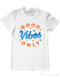 Tricou ADLER barbat Good vibes only Alb