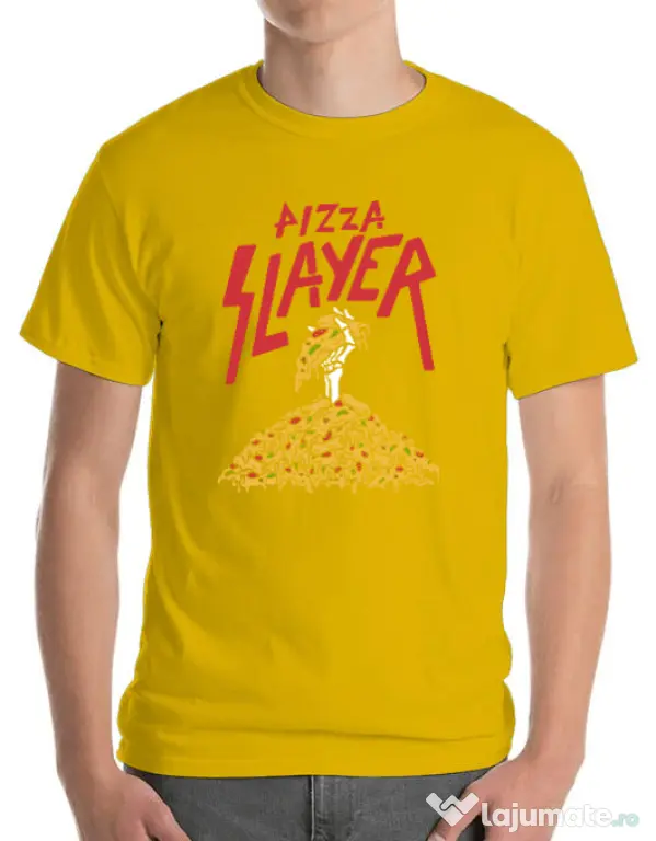 Tricou ADLER barbat Pizza slayer Galben