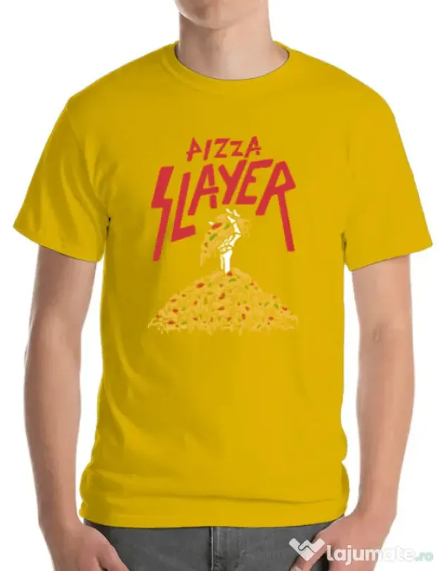 Tricou ADLER barbat Pizza slayer Galben
