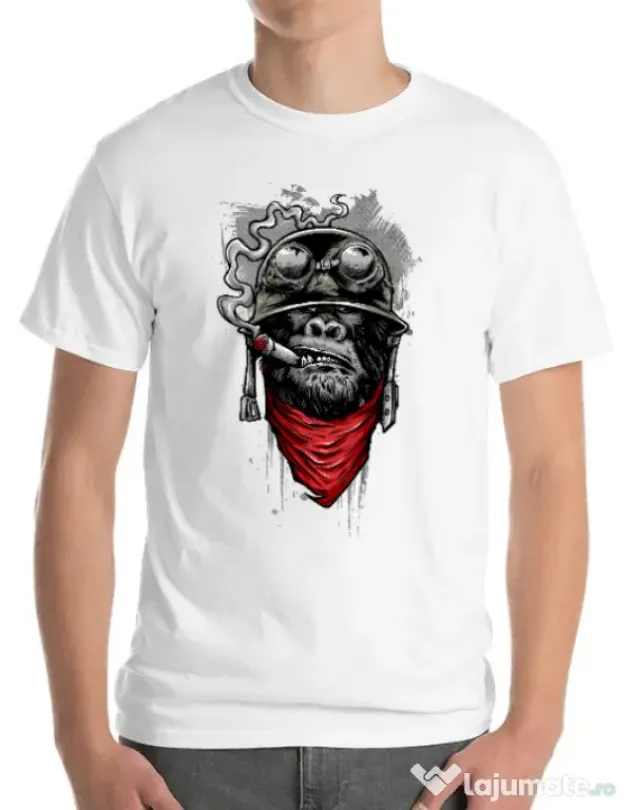 Tricou ADLER barbat Ape of duty Alb