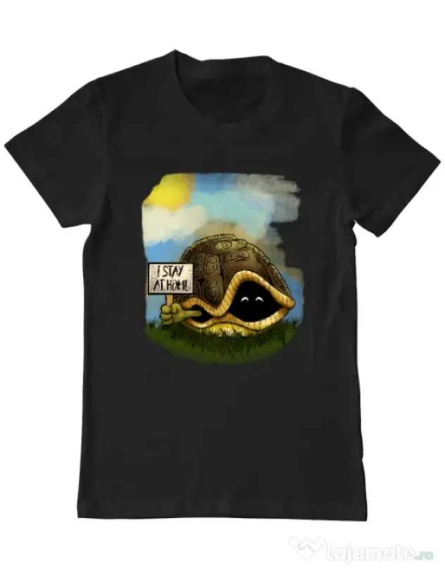 Tricou ADLER barbat I stay home Negru