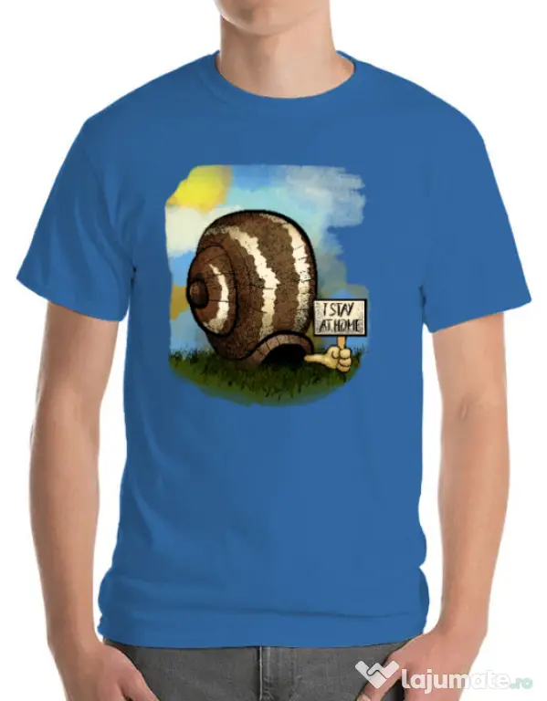 Tricou ADLER barbat I stay home 2 Albastru azuriu