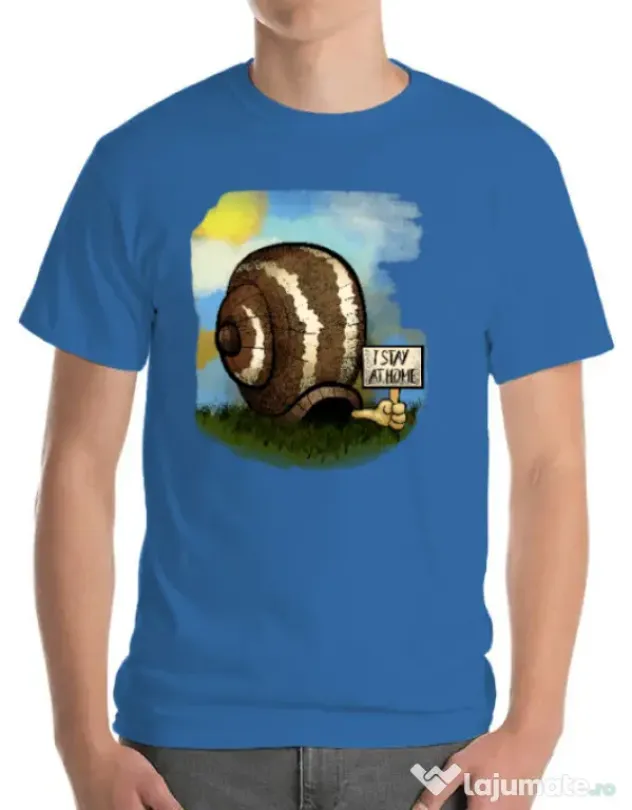 Tricou ADLER barbat I stay home 2 Albastru azuriu