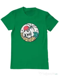 Tricou ADLER barbat Skull and beach Verde mediu