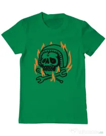 Tricou ADLER barbat Skull biker Verde mediu