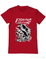 Tricou ADLER barbat Fishing addiction Rosu