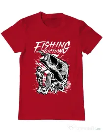 Tricou ADLER barbat Fishing addiction Rosu