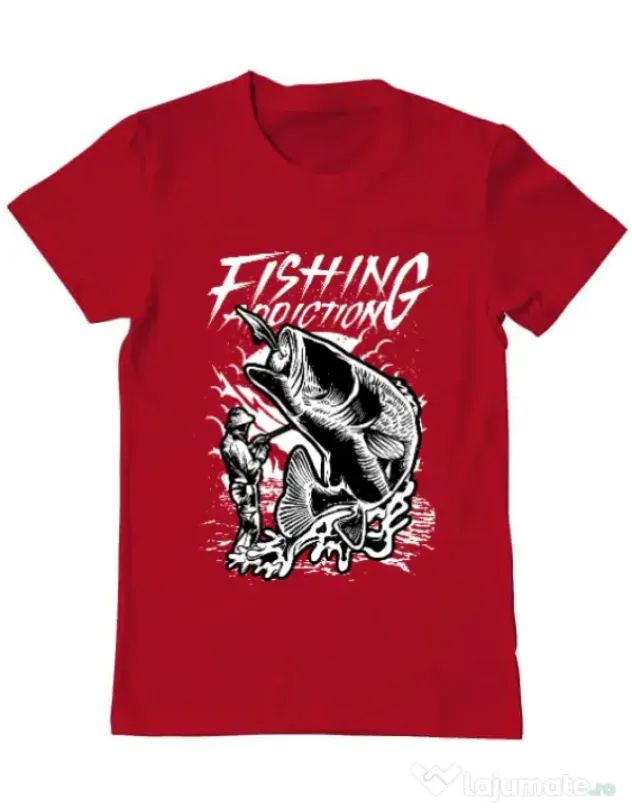 Tricou ADLER barbat Fishing addiction Rosu