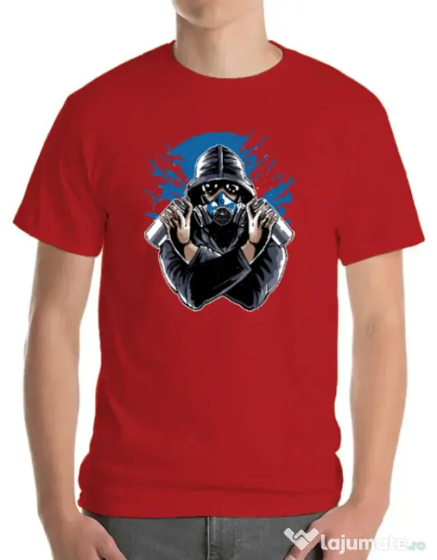 Tricou ADLER barbat Graffiti gas mask Rosu