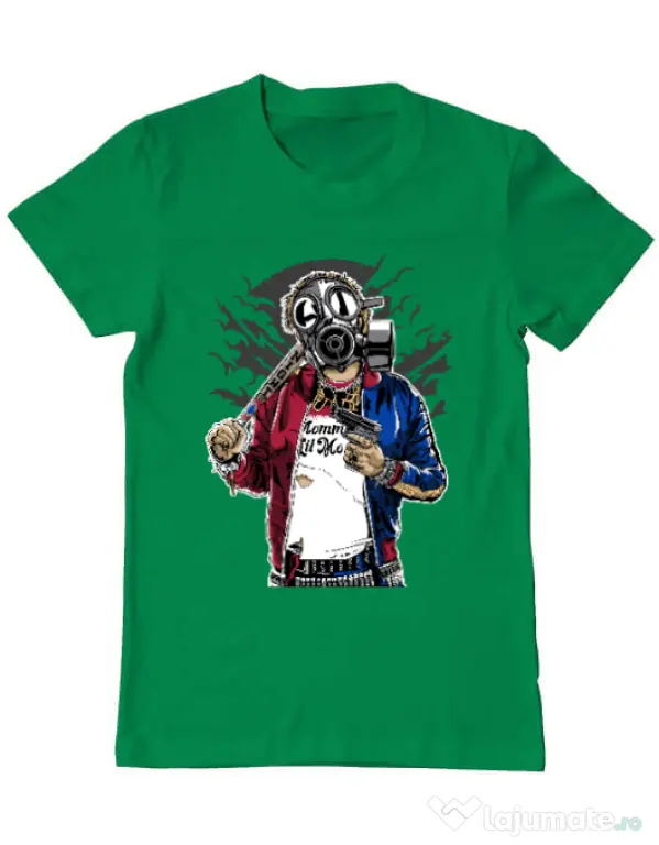 Tricou ADLER barbat Suicide gas mask Verde mediu
