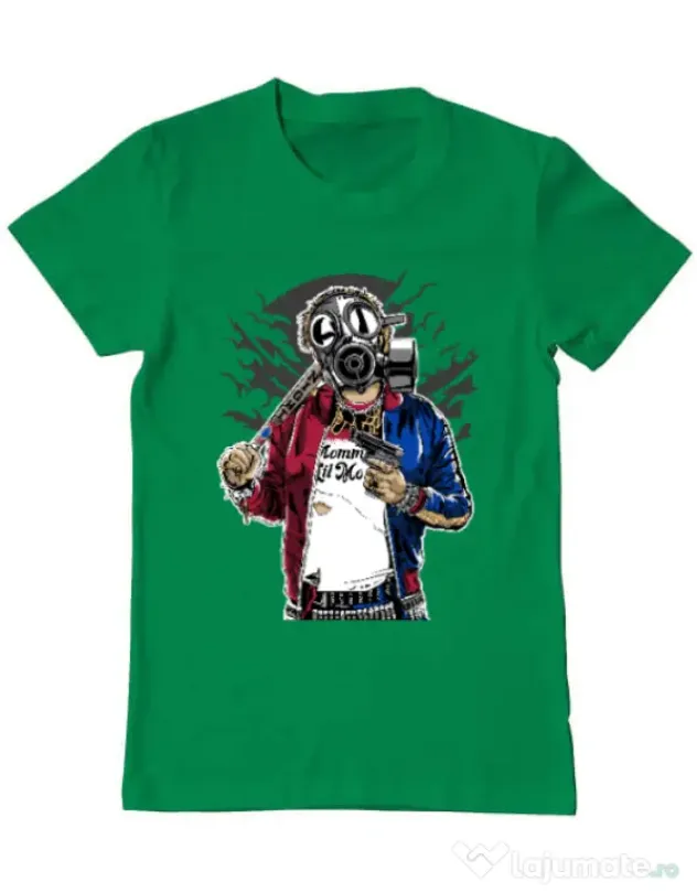 Tricou ADLER barbat Suicide gas mask Verde mediu