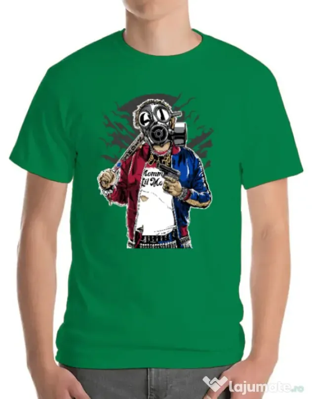 Tricou ADLER barbat Suicide gas mask Verde mediu