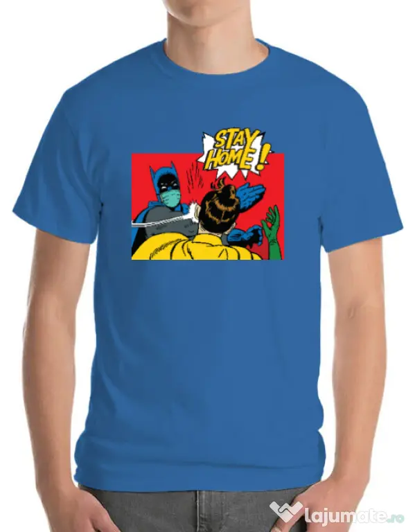 Tricou ADLER barbat Stay home Robin Albastru azuriu