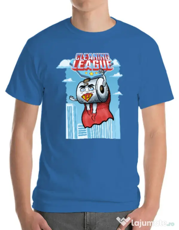 Tricou ADLER barbat Cleaning league toilet paper Albastru azuriu