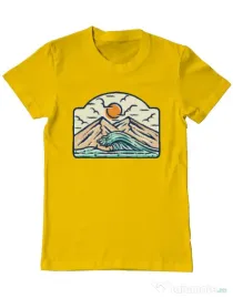 Tricou ADLER barbat Mountain and wave Galben