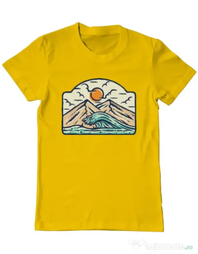 Tricou ADLER barbat Mountain and wave Galben