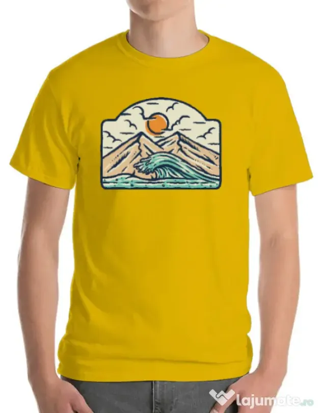 Tricou ADLER barbat Mountain and wave Galben