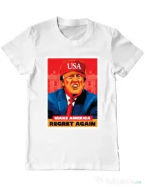 Tricou ADLER barbat Make America regret again Alb