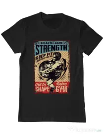 Tricou ADLER barbat Health and strength Negru
