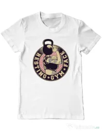 Tricou ADLER barbat Resting gym face Alb