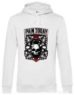 Hoodie barbat cu gluga Pain today power tomorrow Alb