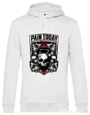 Hoodie barbat cu gluga Pain today power tomorrow Alb