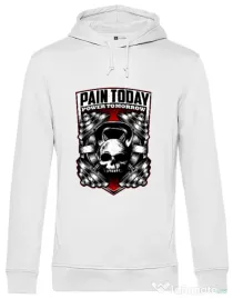 Hoodie barbat cu gluga Pain today power tomorrow Alb